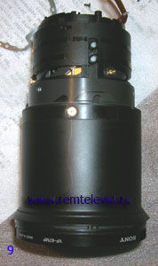 Последовательность разборки объектива фотоаппарата Sony DSC-R1
