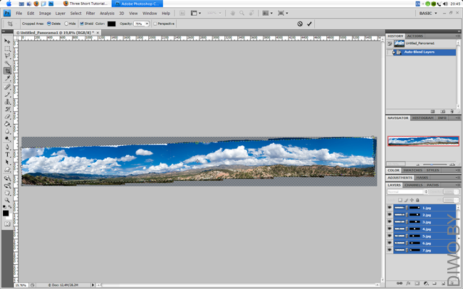 Кадрирование панорамы с использованием инструмента Crop Tool